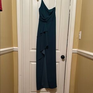 Elegant Teal One-Shoulder Dress
